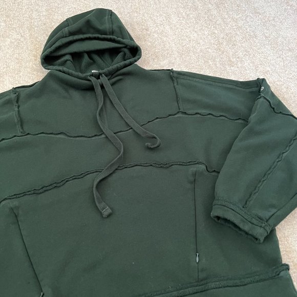 Alo Yoga Distressed Oversized Green Hoodie Sweatshirt M - Picture 3 of 6